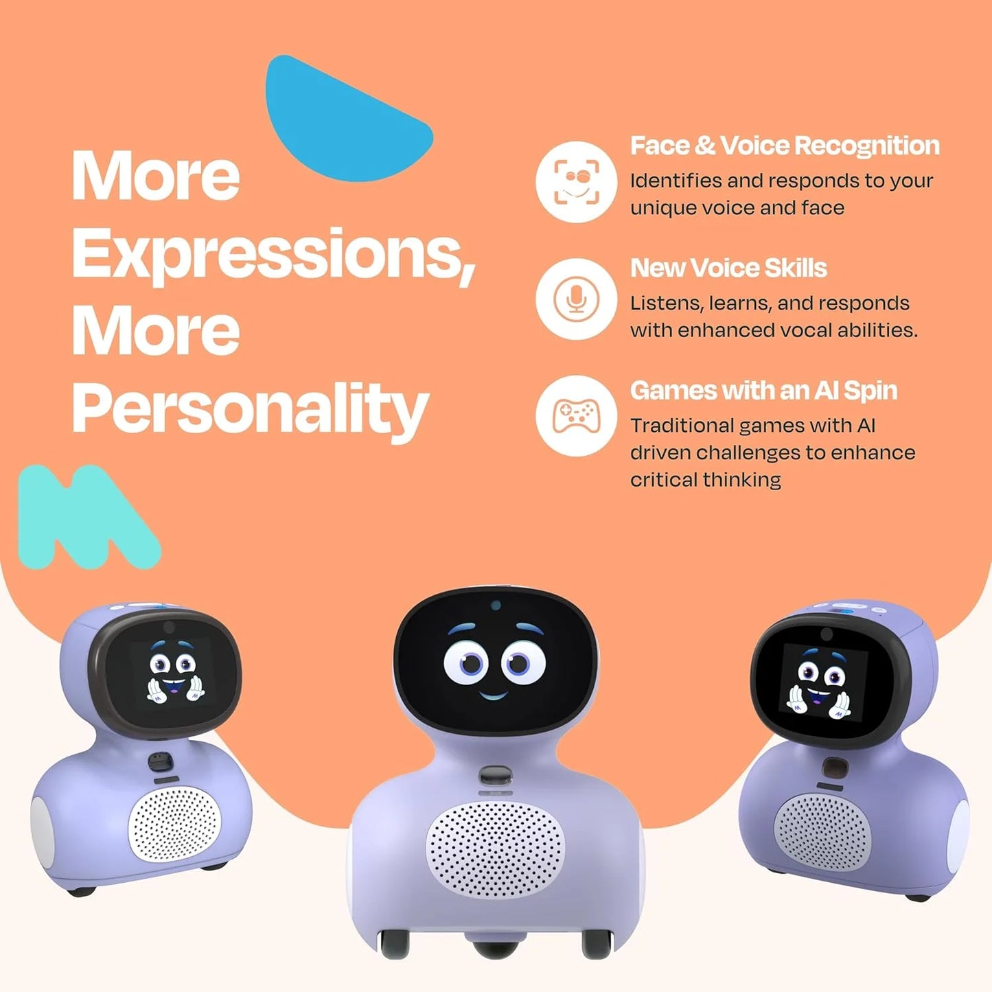 AI Smart Robot for Kids Fosters STEAM Learning Packed Dance Singing Games Child-Safe Conversational Learning Gift for Boys Girls