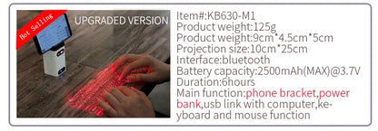 Virtual Laser Keyboard Phone Bluetooth Wireless Projector Phone Keyboard For Computer Iphone Pad Laptop With Mouse Function