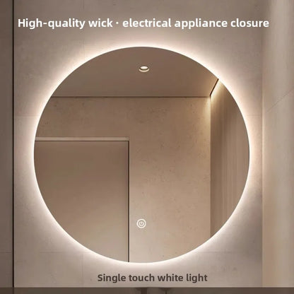 Round Mirror Wall-mounted Smart Bathroom Mirror Led Touch Screen High Definition Anti-fog Luminous Wall-mounted Mirror