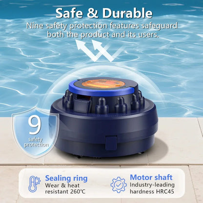 Automatic Pool Cleaner, Cordless Robotic Pool Vacuum with Twin 45W Motors, 2L Large Capacity, 40% Enlarged Suction Inlets