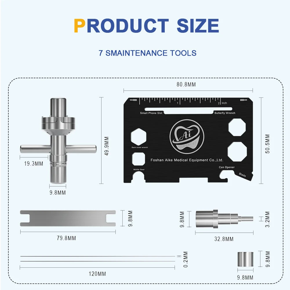 Dental Professional Repair Kit Low Speed/High Speed Handpiece/Accessories Card Key AI-MF-TOOL/AI-CA-TOOL/AI-AT-TOOL