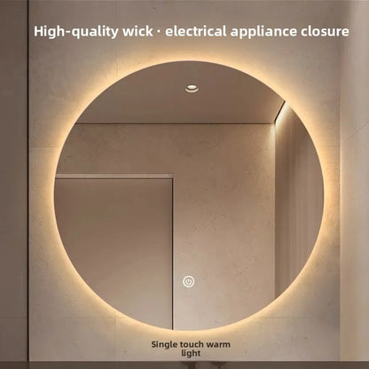 Round Mirror Wall-mounted Smart Bathroom Mirror Led Touch Screen High Definition Anti-fog Luminous Wall-mounted Mirror