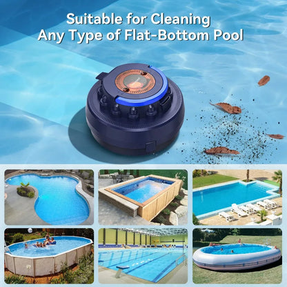 Automatic Pool Cleaner, Cordless Robotic Pool Vacuum with Twin 45W Motors, 2L Large Capacity, 40% Enlarged Suction Inlets