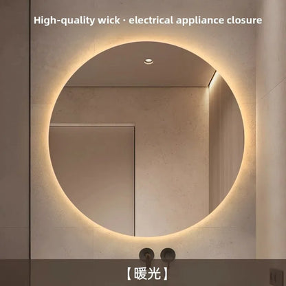 Round Mirror Wall-mounted Smart Bathroom Mirror Led Touch Screen High Definition Anti-fog Luminous Wall-mounted Mirror