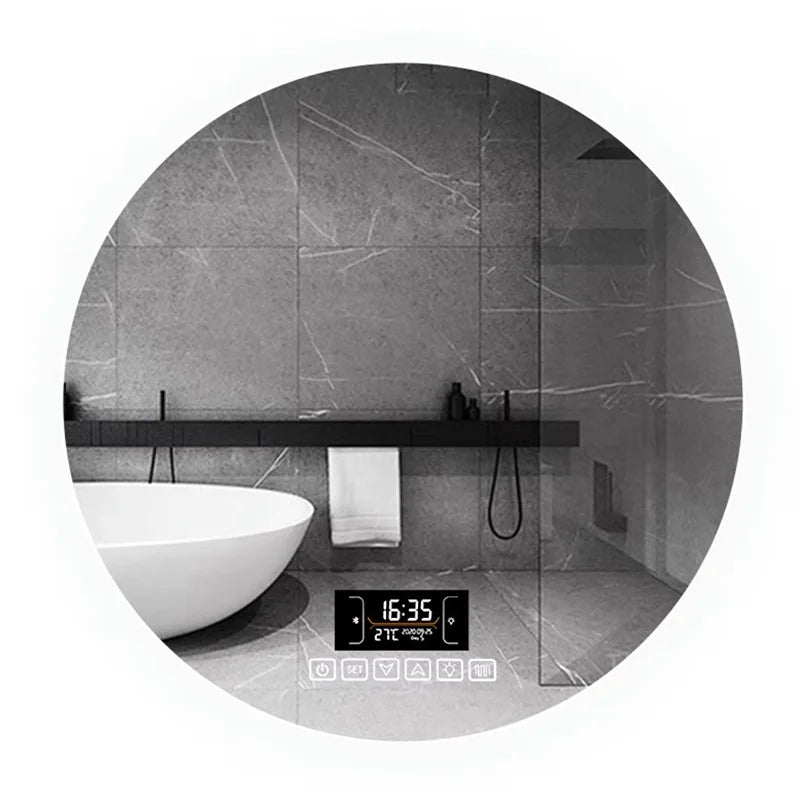 Round Mirror Wall-mounted Smart Bathroom Mirror Led Touch Screen High Definition Anti-fog Luminous Wall-mounted Mirror