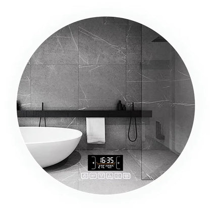 Round Mirror Wall-mounted Smart Bathroom Mirror Led Touch Screen High Definition Anti-fog Luminous Wall-mounted Mirror