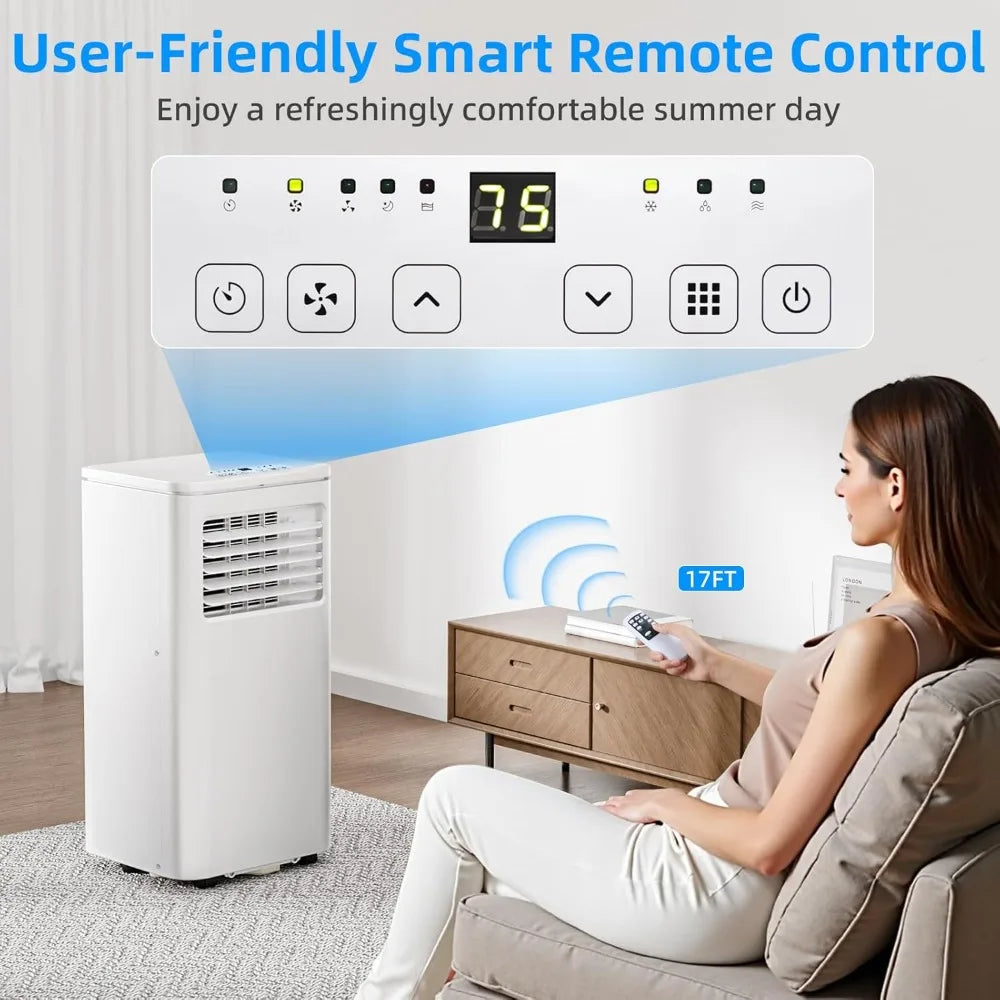 Portable Air Conditioner 8000 BTU, Remote Control, Fan Mode, Cools 350sq. ft, 24 Hour Timer, Quiet Operation,Window