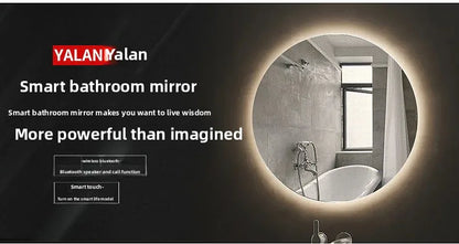 Round Mirror Wall-mounted Smart Bathroom Mirror Led Touch Screen High Definition Anti-fog Luminous Wall-mounted Mirror