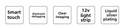 Round Mirror Wall-mounted Smart Bathroom Mirror Led Touch Screen High Definition Anti-fog Luminous Wall-mounted Mirror