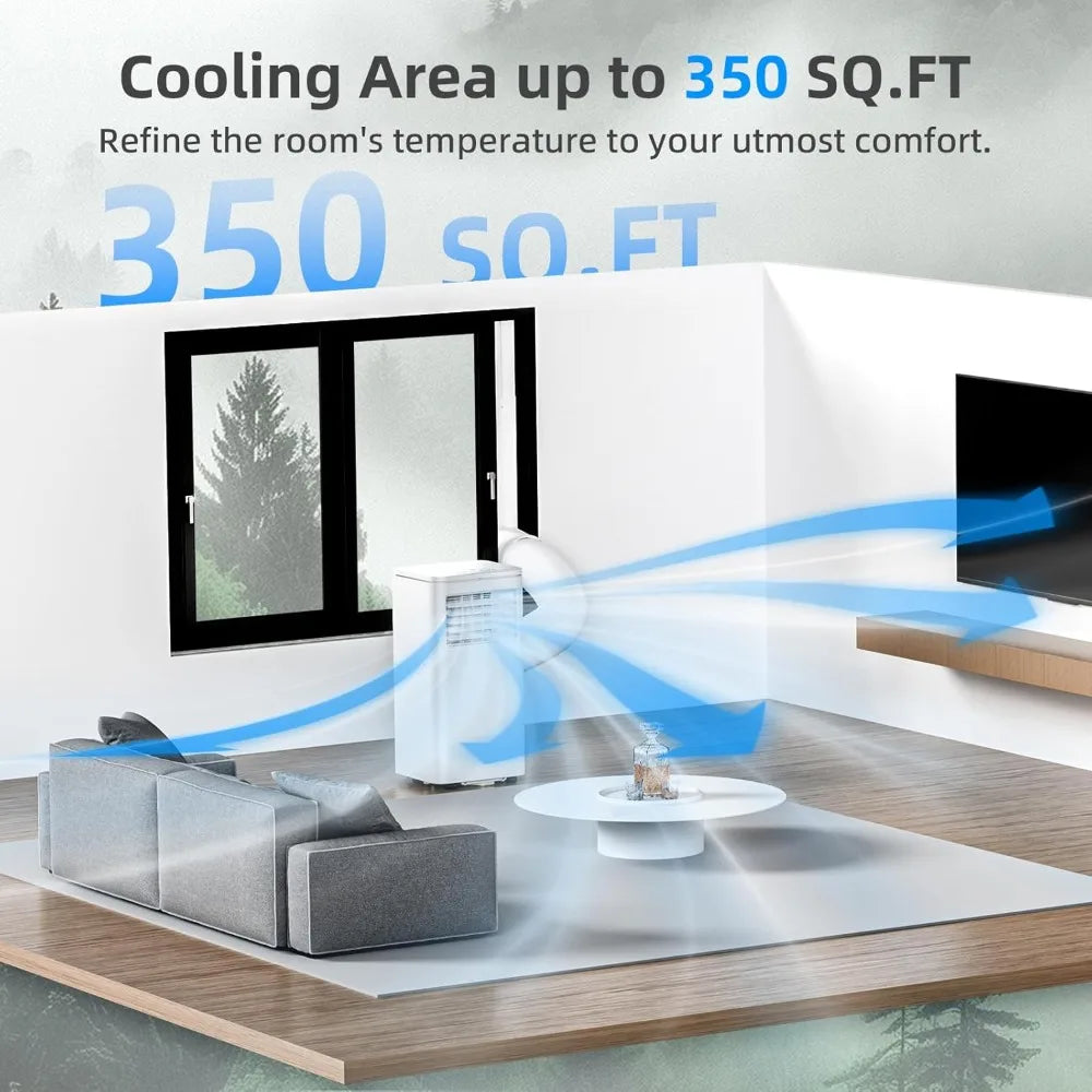 Portable Air Conditioner 8000 BTU, Remote Control, Fan Mode, Cools 350sq. ft, 24 Hour Timer, Quiet Operation,Window